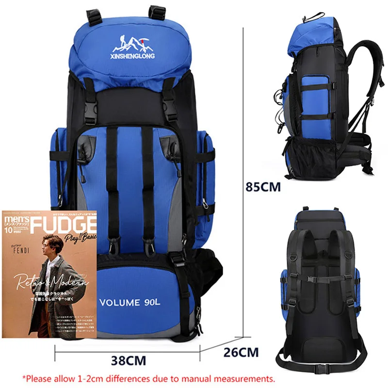 90L Waterproof Hiking & Trekking Backpack + Rain Cover - Image 5